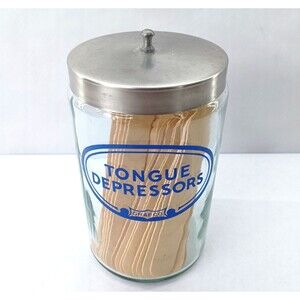 Grafco Blue Medical Jar w/ Lid Apothecary Container Tongue Depressors Vintage